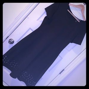 Black Dress with Laser Cut Hem - Size L